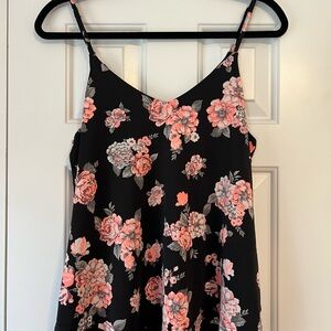 Sweet Wanderer Black and Pink Floral Camisole